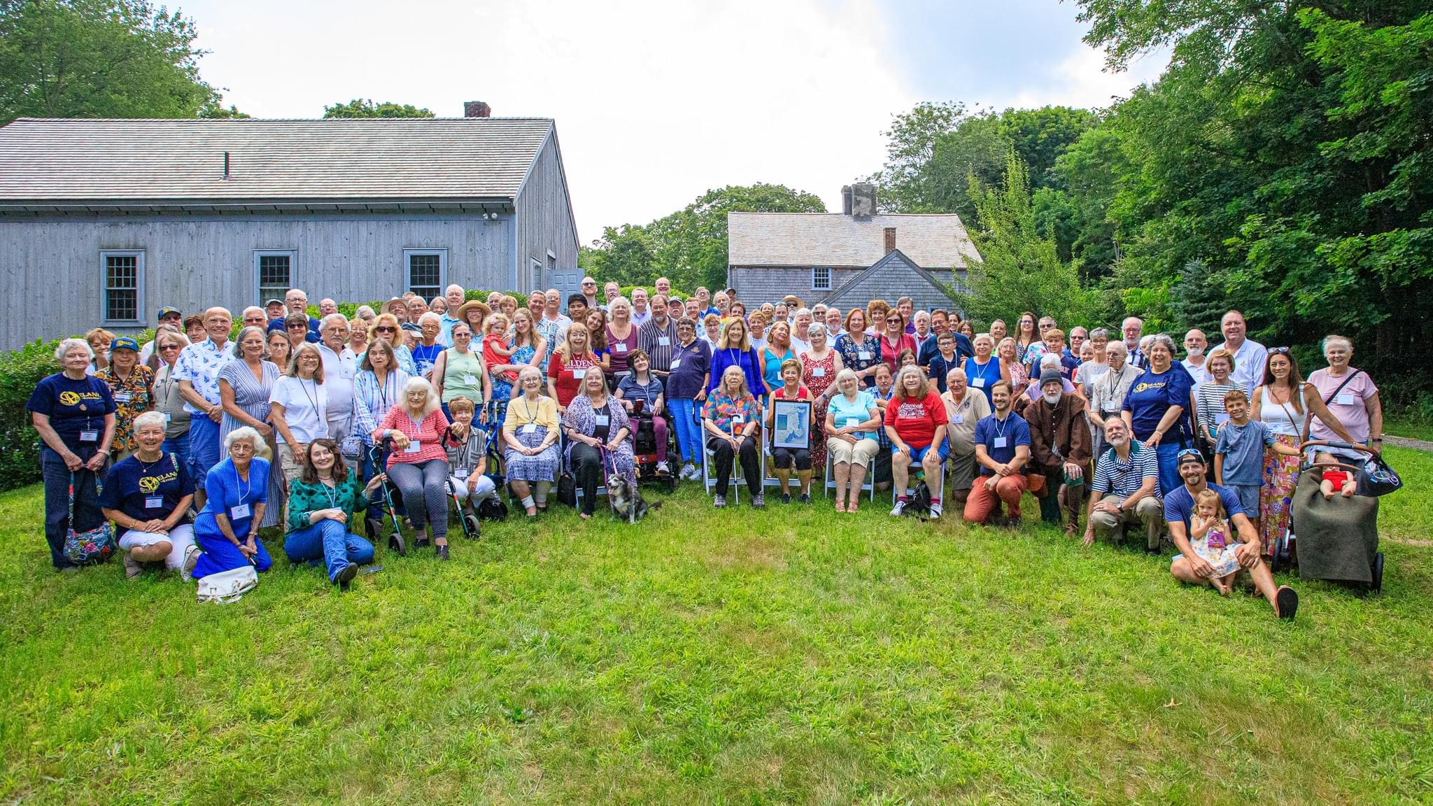 This is a group photograph of the entire Alden/Brown/Delano Annual Reunion Attendees taken on 08/05/2023